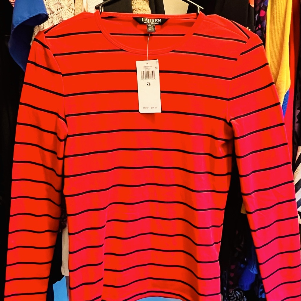 Ralph Lauren Long Sleeve Shirt, XS, Red & Black